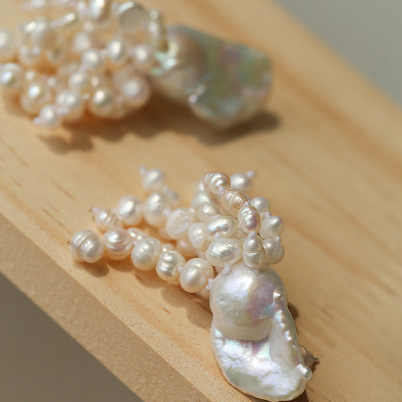 Baroque & Freshwater Pearl Tassel Drop Earrings-2