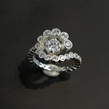 Bubble Spiral Halo CZ Statement Ring