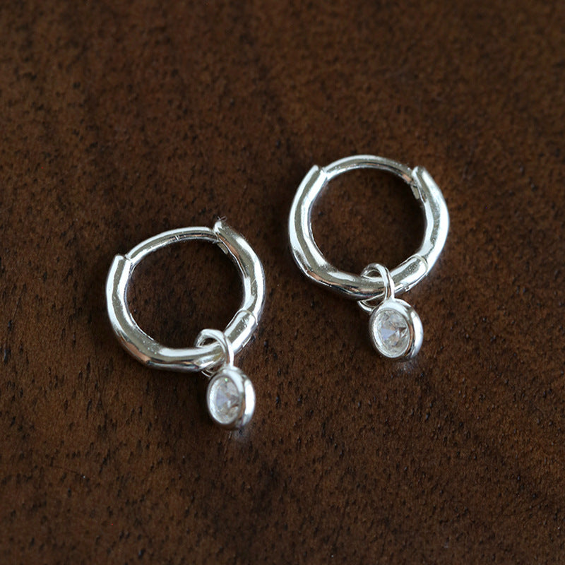 2-in-1 Detachable Solitaire Huggie Earrings - Petite 925 Sterling Silver Small Hoop
