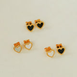 Black White Love Studs Earrings