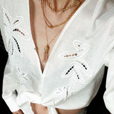 Designer Double Chain & Mixed Natural Stone Necklace