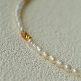 Dual-Style Lava Grain Gold Collarbone Necklace (Pearl Mix + Solid Lava Chain)