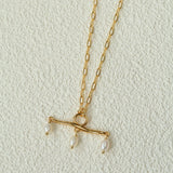 Freshwater Pearl T‑Shape Balance Pendant Necklace