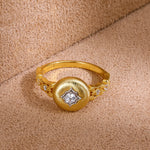 Brushed starburst cubic zirconia statement ring - front angle