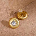 Starburst cubic zirconia stud earrings - front and post back view