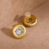 Starburst cubic zirconia stud earrings - front and post back view