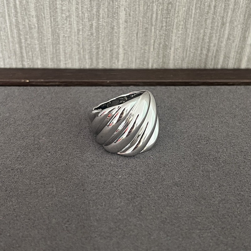 Twisted Braided Statement Ring - Wide