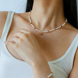 Mini Pearl & Colorful Natural Stone Saturn Pendant Necklace