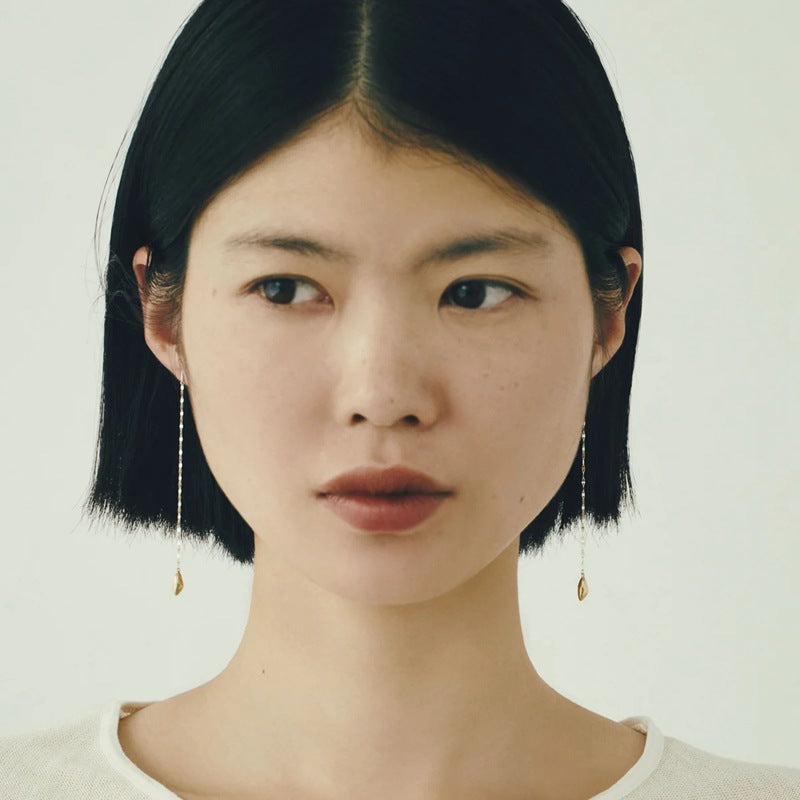 Teardrop Tassel Long Chain Drop Earrings - front product view 3 | Floysun