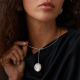 Minimalist White Mother of Pearl Pendant Collar