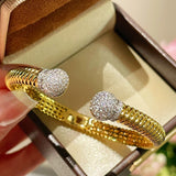 Vintage Spiral Pavé Open Bangle