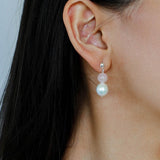 Macaron Three-Tone Crystal Freshwater Pearl Drop Earrings