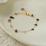 Colorful Chip Stone Starry Thin Bracelet (Turquoise & Tourmaline)