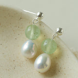 Macaron Three-Tone Crystal Freshwater Pearl Drop Earrings