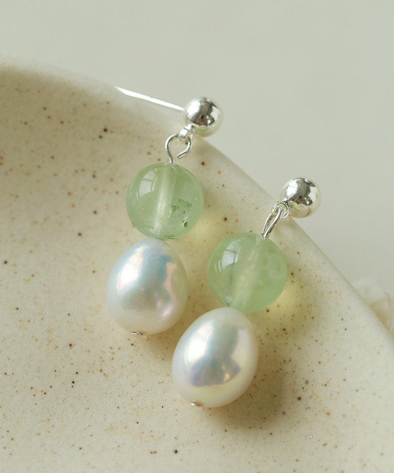 Macaron Three-Tone Crystal Freshwater Pearl Drop Earrings