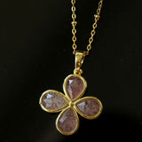 Natural Stone Four-Leaf Clover Necklace
