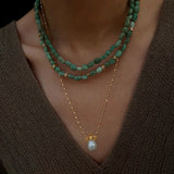 Niche Luxury Double Layer Natural Amazonite Beaded Necklace