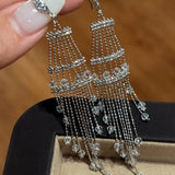 Italian Lace Crystal Tassel Earrings - Handcrafted S925 Sterling Silver  Baroque Chandelier Earrings