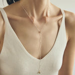 Teardrop Lariat Long Y Necklace - detail view | Floysun