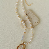 Vintage Baroque Pearl Shell Pendant Adjustable Choker Necklace