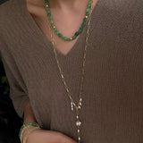 Niche Summer Beach Style Natural Aventurine Beaded Necklace