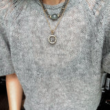 French Vintage Faceted Gemstone Double-Layer Gold Ore Necklace