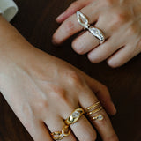 Minimalist Sleek Geometric Cubic Zirconia Open Ring