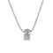 Silver brushed floral cubic zirconia pendant necklace on white background