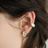 Vintage Japanese-Style 925 Silver Chunky C-Shaped Ear Cuff