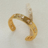 Vintage Ribbed Cubic Zirconia Open Cuff Bracelet