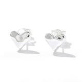 Minimalist 3D Heart Stud Earrings - Sleek 925 Sterling Silver Daily Studs