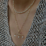 Freshwater Pearl T‑Shape Balance Pendant Necklace