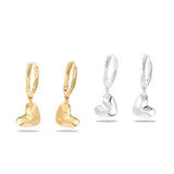 Dainty Heart Huggie Hoop Earrings - Dangling 925 Sterling Silver Charm Hoops