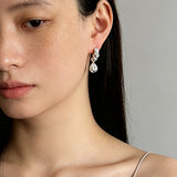 Vintage Lava Texture Cubic Zirconia Teardrop Drop Earrings