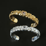Ruched Lava Textured Open Cuff Bracelet