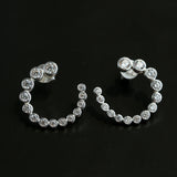 Bubble C-Shaped Gradient CZ Open Hoop Stud Earrings