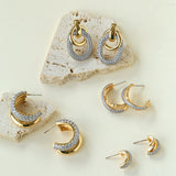 Vintage Two-Tone Pavé Cubic Zirconia Earrings