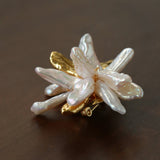 Vintage Blooming Flower Toothpick Pearl Baroque Pearl Brooch