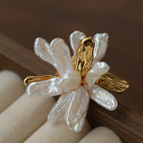 Vintage Blooming Flower Toothpick Pearl Baroque Pearl Brooch