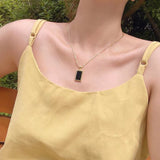 Rectangular Black Onyx Pendant Layering Necklace