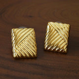 Vintage Ribbed Rectangular Statement Earrings