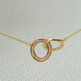 Natural Freshwater Pearl Interlocking Ring Pendant Necklace