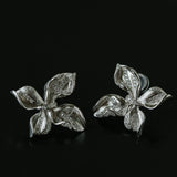 French Luxury Brushed 925 Silver Butterfly Stud Earrings