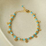 Soothing Blue Turquoise Tiny Flower Beaded Bracelet