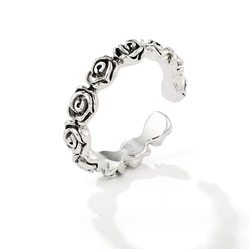Sculpted Rose Garland Adjustable Ring - front product view 2 | Floysun