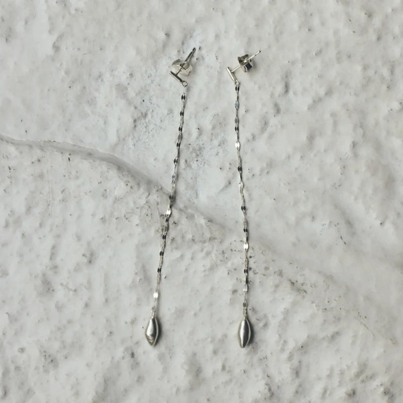 Teardrop Tassel Long Chain Drop Earrings - front product view 4 | Floysun