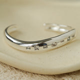 Minimal Scattered Mixed-Cut Zircon Open Cuff Bracelet