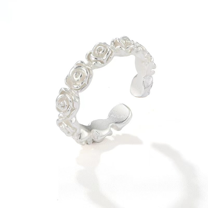Sculpted Rose Garland Adjustable Ring - close-up detail 2 | Floysun