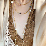 Bohemian Faceted Gold Bead Necklace – Colorful Gemstone or Pearl Style