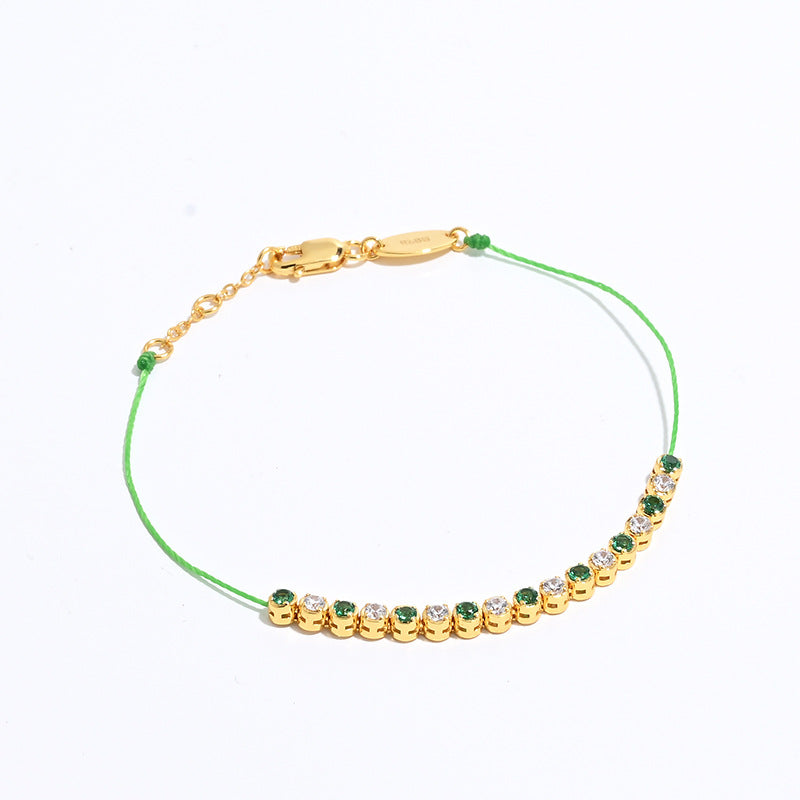 S925 Silver Gold-Plated CZ Colored String Bracelet